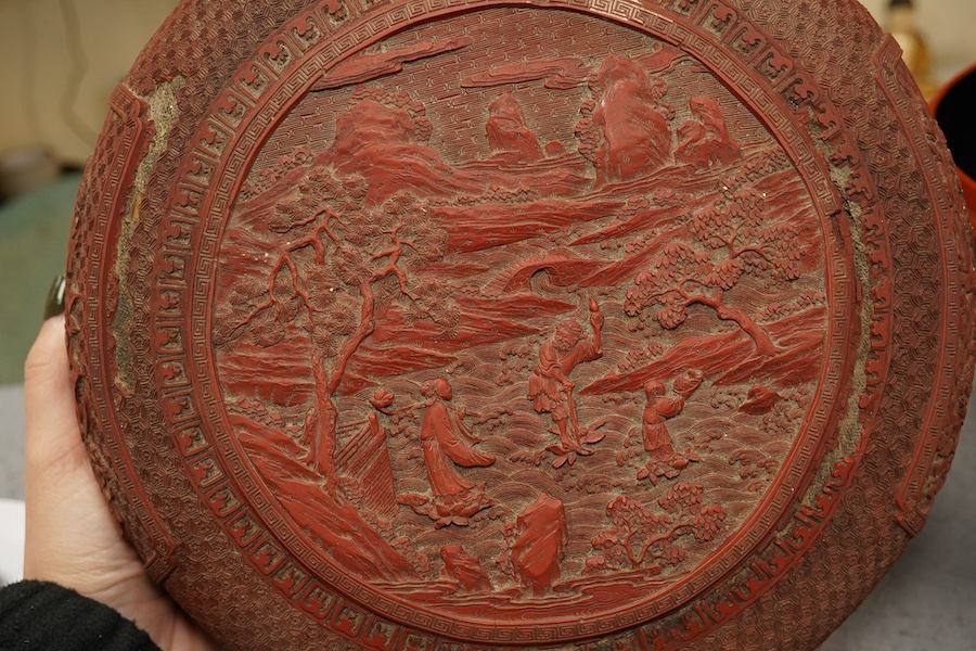 A Chinese cinnabar lacquer box and cover, 18th/19th century